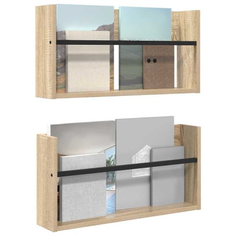 VidaXL Regał na gazety z półką 2 pcs Dąb Sonoma 60 x 12 x 30 cm