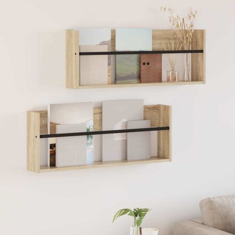 VidaXL Regał na gazety z półką 2 pcs Dąb Sonoma 80 x 12 x 30 cm