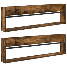 VidaXL Regał na gazety z półką 2 pcs Dąb wędzony 100 x 12 x 30 cm