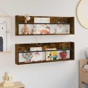 VidaXL Regał na gazety z półką 2 pcs Dąb wędzony 100 x 12 x 30 cm
