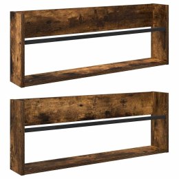 VidaXL Regał na gazety z półką 2 pcs Dąb wędzony 80 x 12 x 30 cm