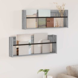 VidaXL Regał na gazety z półką 2 pcs Szary Sonoma 80 x 12 x 30 cm