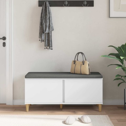 VidaXL Ławka w przedpokoju z poduszką Biały 100 x 38 x 46 cm