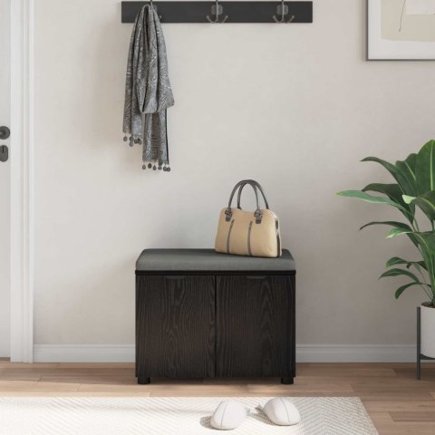 VidaXL Ławka w przedpokoju z poduszką Czarny Dąb 60 x 38 x 46 cm