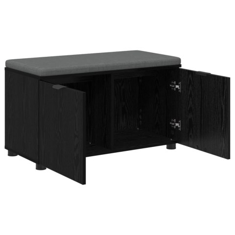 VidaXL Ławka w przedpokoju z poduszką Czarny Dąb 80 x 38 x 46 cm