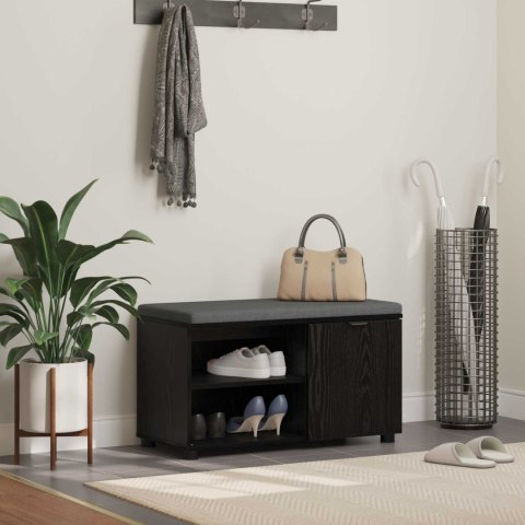 VidaXL Ławka w przedpokoju z poduszką Czarny Dąb 80 x 38 x 46 cm