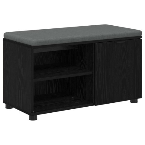 VidaXL Ławka w przedpokoju z poduszką Czarny Dąb 80 x 38 x 46 cm