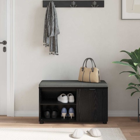 VidaXL Ławka w przedpokoju z poduszką Czarny Dąb 80 x 38 x 46 cm