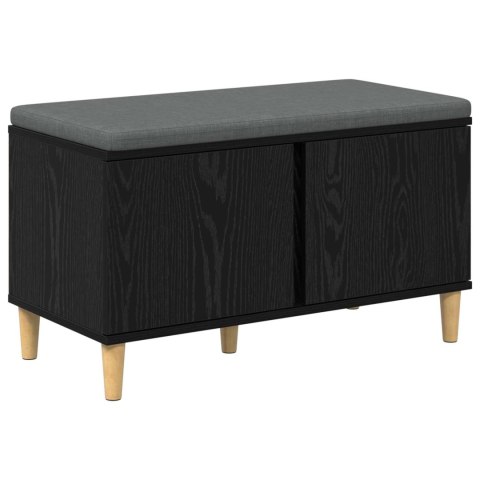 VidaXL Ławka w przedpokoju z poduszką Czarny Dąb 80 x 38 x 46 cm