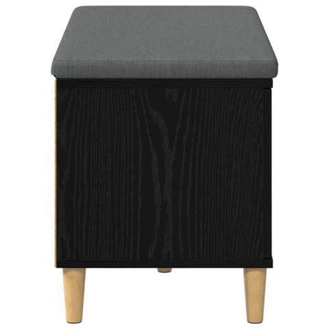 VidaXL Ławka w przedpokoju z poduszką Czarny Dąb 80 x 38 x 46 cm