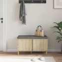 VidaXL Ławka w przedpokoju z poduszką Dąb Sonoma 80 x 38 x 46 cm