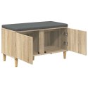 VidaXL Ławka w przedpokoju z poduszką Dąb Sonoma 80 x 38 x 46 cm