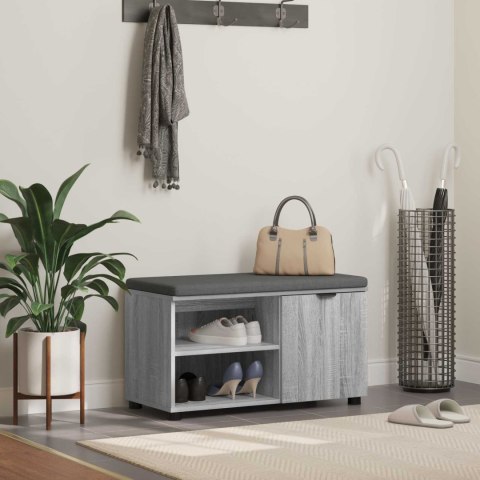 VidaXL Ławka w przedpokoju z poduszką Szary Sonoma 80 x 38 x 46 cm