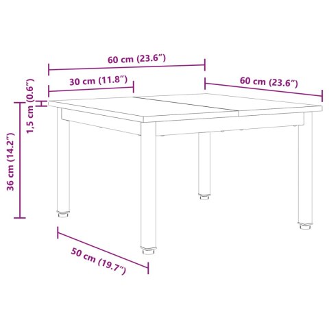 VidaXL Stolik kawowy Dąb dymny 60 x 60 x 36 cm Materiał drewnopochodny