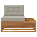 VidaXL Sofa końcowa na zewnątrz 3 Sztuka Naturalny i Jasny Szary