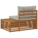 VidaXL Sofa końcowa na zewnątrz 3 Sztuka Naturalny i Jasny Szary