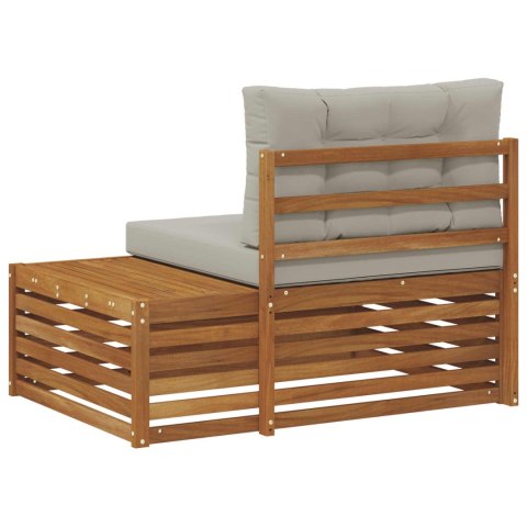 VidaXL Sofa końcowa na zewnątrz 3 Sztuka Naturalny i Jasny Szary