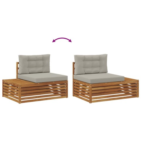 VidaXL Sofa końcowa na zewnątrz 3 Sztuka Naturalny i Jasny Szary