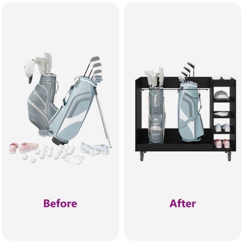 VidaXL Szafka golfowa z kołem Gładki Czarny Dąb 120 x 45 x 98 cm