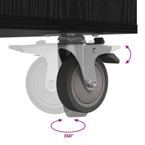 VidaXL Szafka golfowa z kołem Gładki Czarny Dąb 65 x 45 x 98 cm