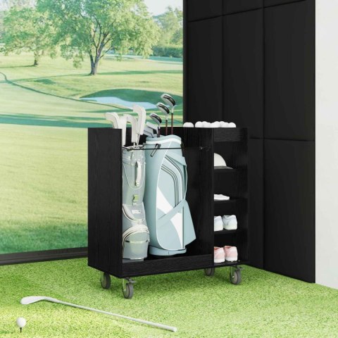 VidaXL Szafka golfowa z kołem Gładki Czarny Dąb 90 x 45 x 98 cm