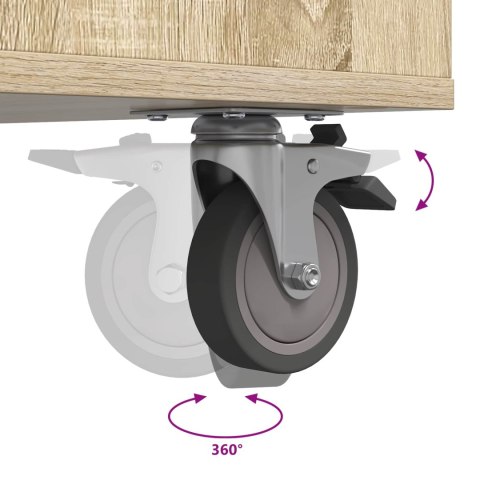 VidaXL Szafka golfowa z kołem Gładki Dąb Sonoma 120 x 45 x 98 cm