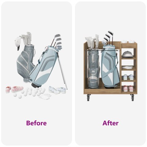 VidaXL Szafka golfowa z kołem Gładki Dąb rzemieślniczy 90 x 45 x 98 cm