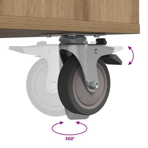 VidaXL Szafka golfowa z kołem Gładki Dąb rzemieślniczy 90 x 45 x 98 cm