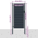 VidaXL Brama ogrodzeniowa PVC i stalowa 100x164 cm Antracyt