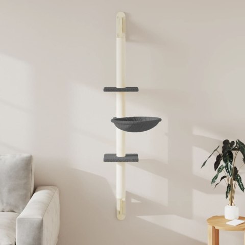 VidaXL Ścienne drzewko dla kota z drapakiem, ciemnoszare, 142,5 cm