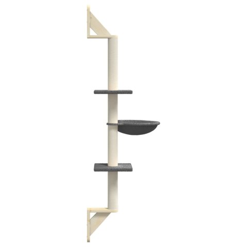 VidaXL Ścienne drzewko dla kota z drapakiem, ciemnoszare, 142,5 cm