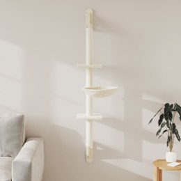 VidaXL Ścienne drzewko dla kota z drapakiem, kremowe, 142,5 cm