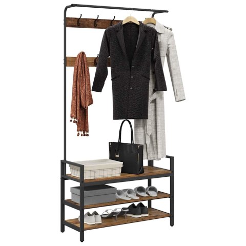 VidaXL Wieszak na płaszcze z półką Stare drewno 95 x 34 x 184 cm