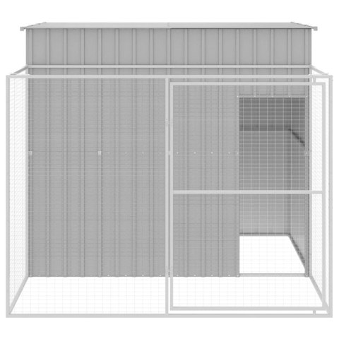 VidaXL Buda dla psa, z wybiegiem, jasnoszara, 214x253x181 cm, stal