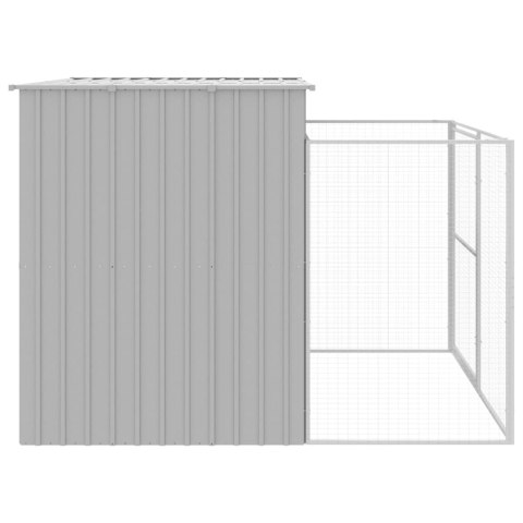 VidaXL Buda dla psa, z wybiegiem, jasnoszara, 214x253x181 cm, stal