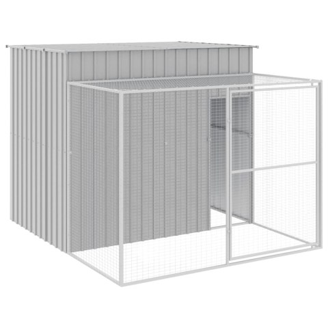 BUDA DLA PSA Z WYBIEGIEM JASNOSZARA 214X253X181CM STAL