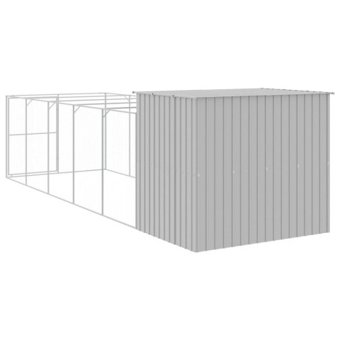 VidaXL Buda dla psa, z wybiegiem, jasnoszara, 214x661x181 cm, stal