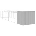 VidaXL Buda dla psa, z wybiegiem, jasnoszara, 214x865x181 cm, stal