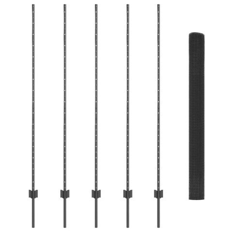 VidaXL Ogrodzenie z słupkiem Szary