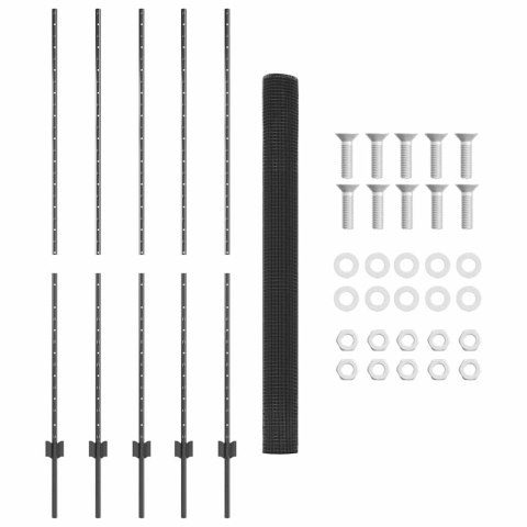 VidaXL Ogrodzenie z słupkiem Szary