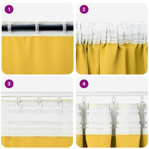 VidaXL Firany blackout z kółkami 2 pcs Musztardowy Żółty 260 x 140 cm