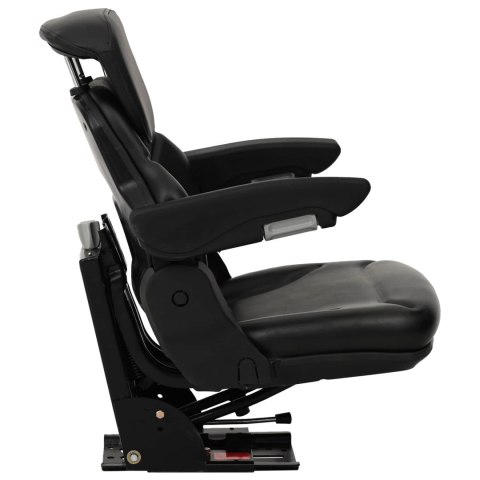 VidaXL Fotel ciągnika z zawieszeniem Czarny 60 x 58 x 72 cm Stal i PVC