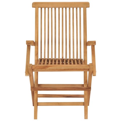 VidaXL Krzesła ogrodowe z czerwonymi poduszkami, 4 szt., drewno tekowe