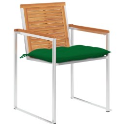 VidaXL Krzesła ogrodowe z poduszkami, 4 szt., lite drewno akacjowe