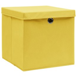 VidaXL Pudełka z pokrywami, 4 szt., żółte, 32x32x32 cm, tkanina