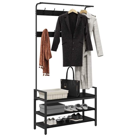 VidaXL Wieszak na płaszcze z półką Czarny Dąb 95 x 34 x 184 cm