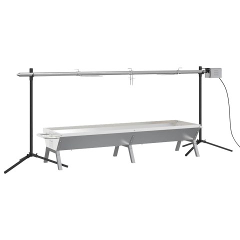 VidaXL Grill z automatycznym rożnem i tacką, stal nierdzewna