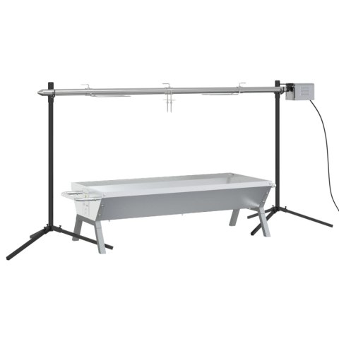 VidaXL Grill z automatycznym rożnem i tacką, stal nierdzewna