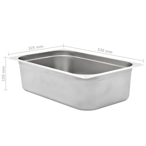 VidaXL Pojemniki gastronomiczne 2 szt. GN 1/1, 150 mm, stal nierdzewna