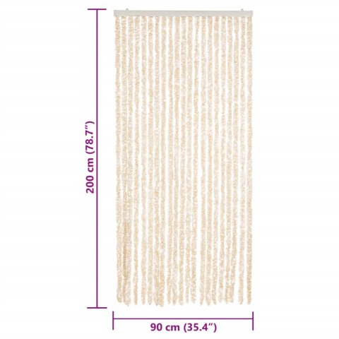 VidaXL Zasłona przeciwko owadom, beżowo-biała, 90x200 cm, szenil